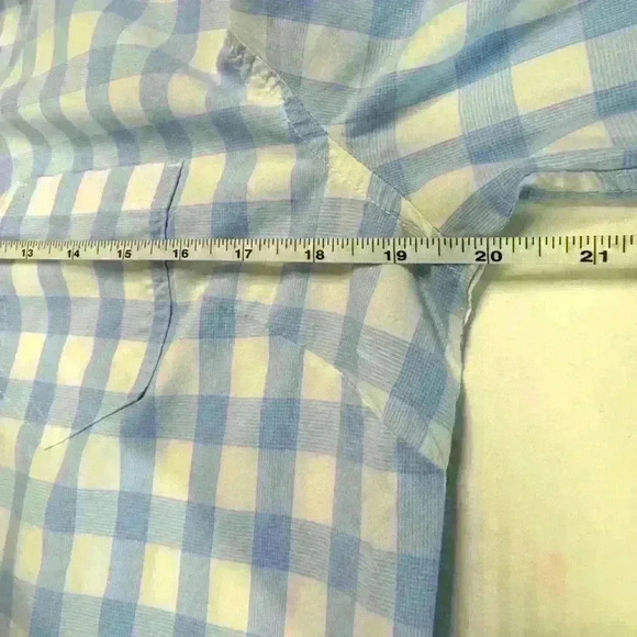 Gap Gingham Button Down S Coastal Blue Check Shirt Nautical Boyfriend Fit - Picture 10 of 12